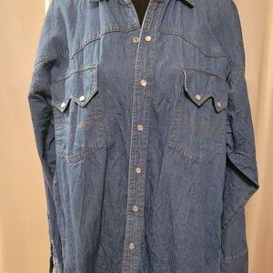 Vintage Chambray Jaques Carpentier Denim Button-Up Shirt, Mens XL